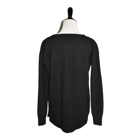 J.Crew 100% Merino Wool Leather Pocket Tunic Sweater Black Longline Style 02624 - Picture 9 of 16